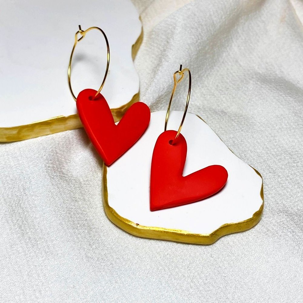RED Freestyle Heart Earrings